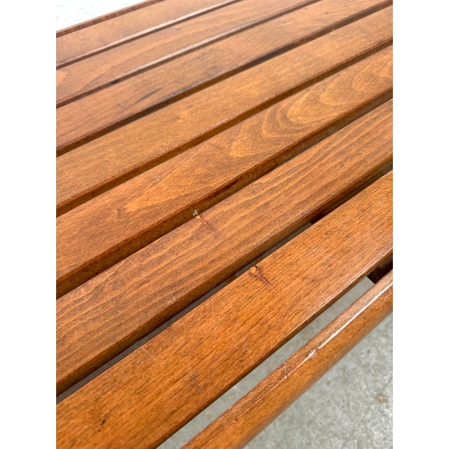 Lovely Mid-Century Modern Walnut Slat Bench For Sale - Image 9 of 16