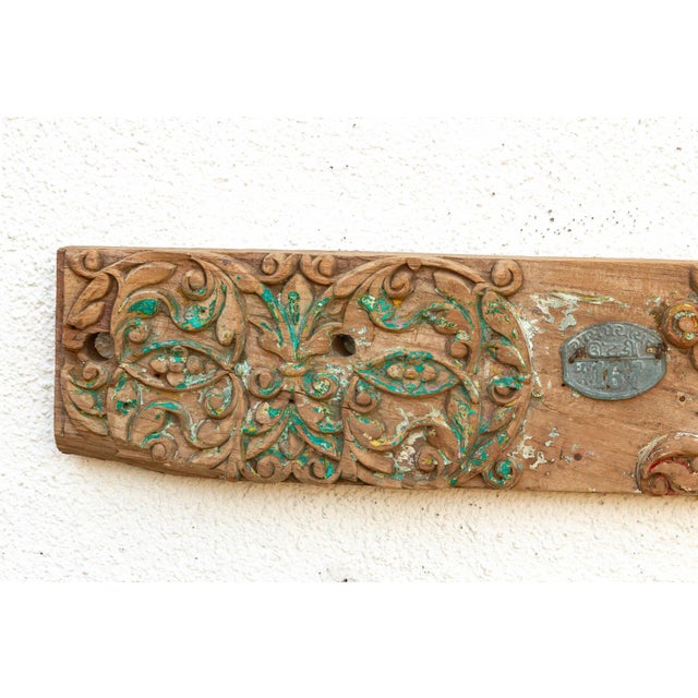Vibrant Multicolor Indian Teak Architectural Lintel For Sale In Los Angeles - Image 6 of 7