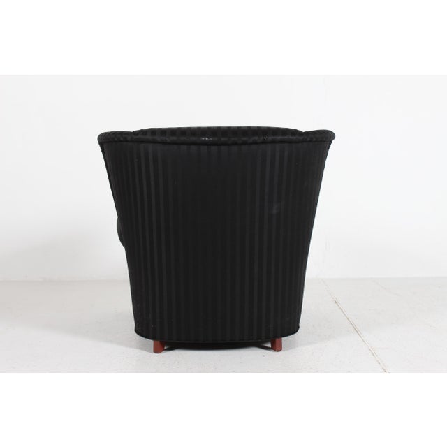 Black Large Danish Art Deco Lounge Chair with Black Fabric in the style of Fritz Hansen, 1930s For Sale - Image 8 of 11