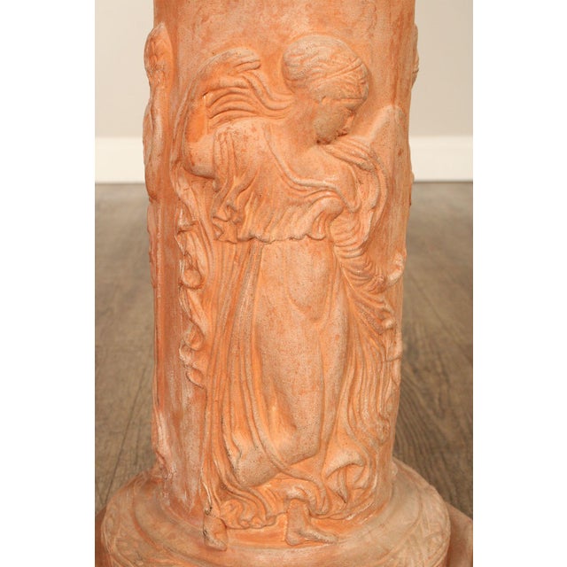 Italian Marble Top Terra Cotta Pedestal For Sale - Image 9 of 12