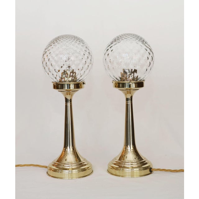 Art Nouveau Table Lamps in Brass and Glass, 1890s, Set of 2 For Sale - Image 6 of 6