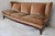 C.2004: Donghia "Geneva," Collection, walnut framed sofa, with a "To the Trade," Donghia Textile, Linen-Velvet called,...