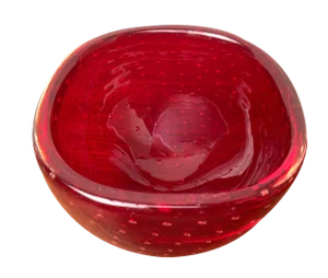 Vintage Italian Bullicante Glass Strawberry Bowl, 1970s