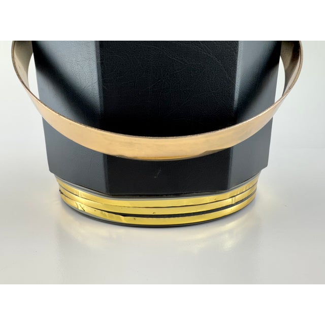 1960s Mid-Century Modern Culver Black and Gold Lowball Glasses With Coordinating Ice Bucket – Set of 5 For Sale In Little Rock - Image 6 of 10
