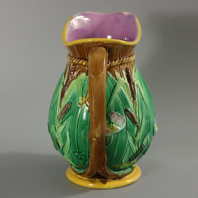 Ceramic George Jones Majolica Lily on Barrel Jug For Sale - Image 7 of 12
