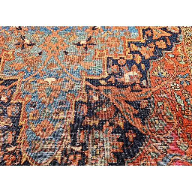 Persian 19th Century Persian Farahan Rug, Hand-Knotted Wool, Floral Medallion Design, Blue & Red, 4x6 For Sale - Image 3 of 18