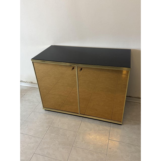 Gold Mirrored Glass and Brass Storage Units attributed to Renato Zevi, 1970s, Set of 2 For Sale - Image 10 of 18