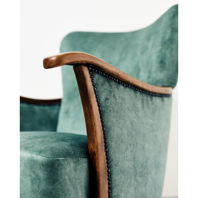 Danish Wooden Armchair, 1970s, in Restored conditions. Designed 1970 to 1979