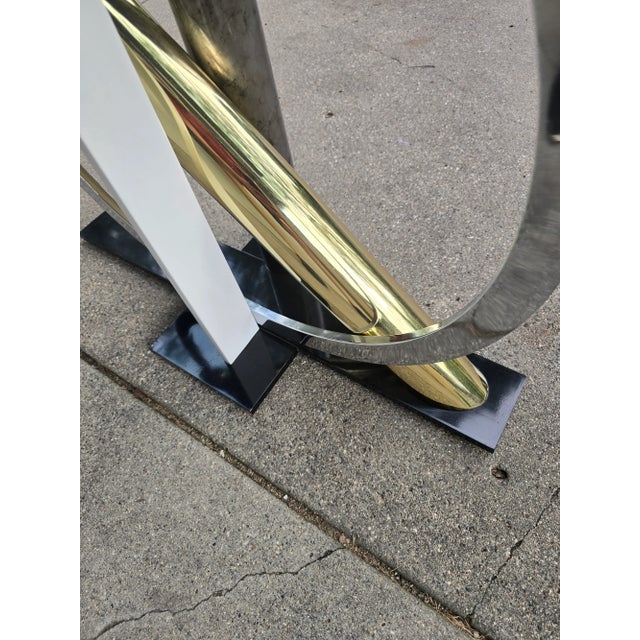 1980s Postmodern Kaizo Oto for Design Institute of America Style Glass Top Console Table For Sale - Image 9 of 12