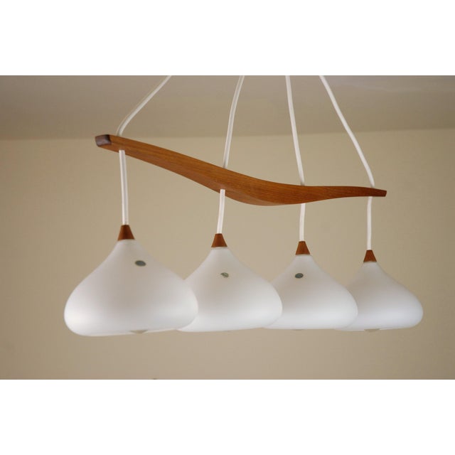 Brown Swedish Teak and Glass Four Light Hanging Lamp, 1960s For Sale - Image 8 of 13