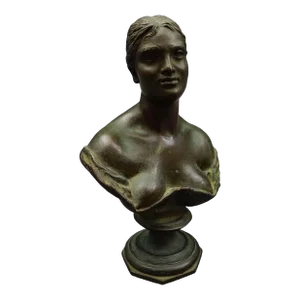 Mid 20th Century Vincenzo Gemito Naples Italy Antique Busto Di Donna Bronze Woman Bust Sculpture