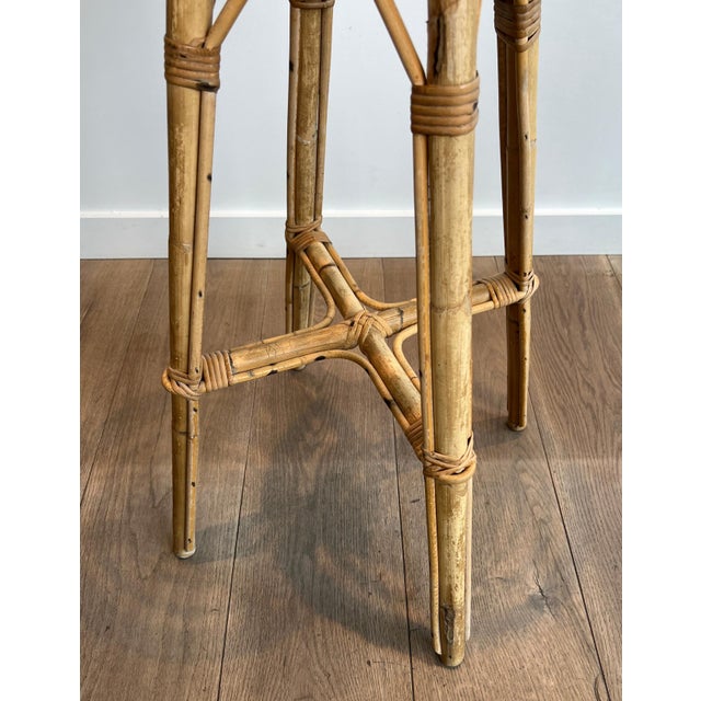 Set of 4 rattan stools. French. Circa 1970 For Sale - Image 10 of 12