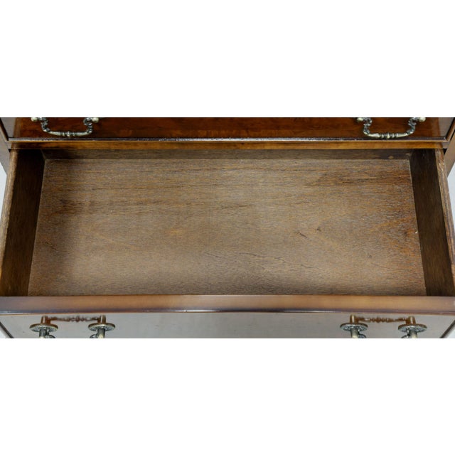 Englishman's Banded Burl Walnut Chippendale Bachelor Chest For Sale - Image 9 of 12