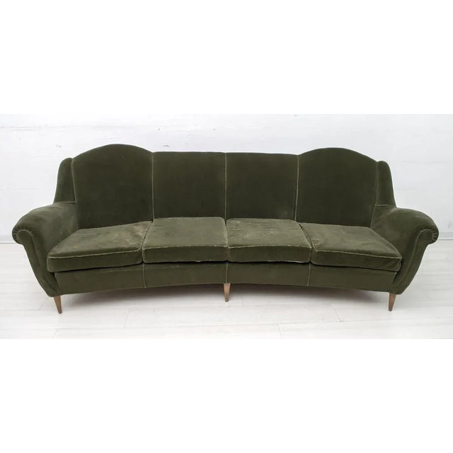 Mid-Century Italian Modern Curved Velvet Sofa, 1950s For Sale - Image 10 of 10