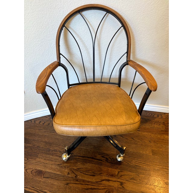 1970s Mid-Century Modern u.s. Furniture Industries Shellback Swivel Chair With Casters For Sale - Image 9 of 12