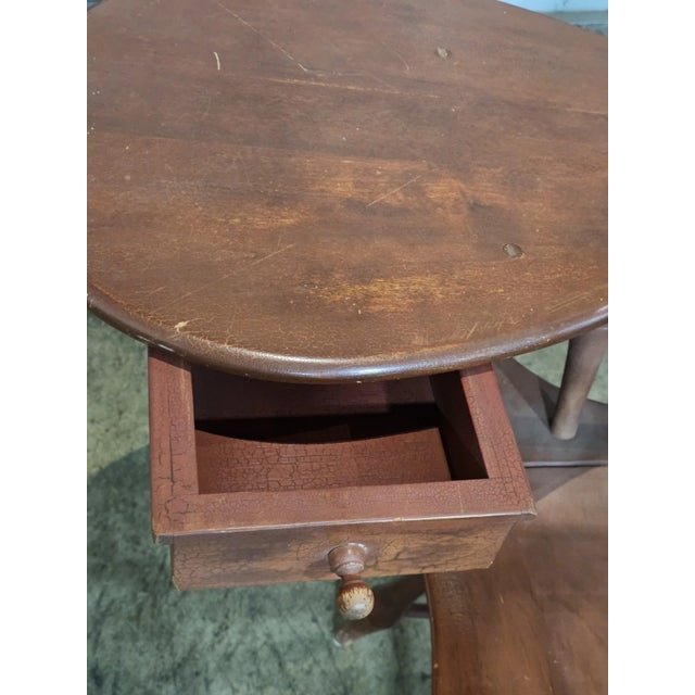 Red Late 20th Century d.r. Dimes Red Sack Back Windsor Writing Arm Chair Bench Made New Hampshire For Sale - Image 8 of 10