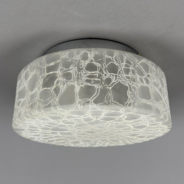 Space Age Ceiling Lamp in Ice Glass and Chrome Metal, 1970s For Sale - Image 12 of 12