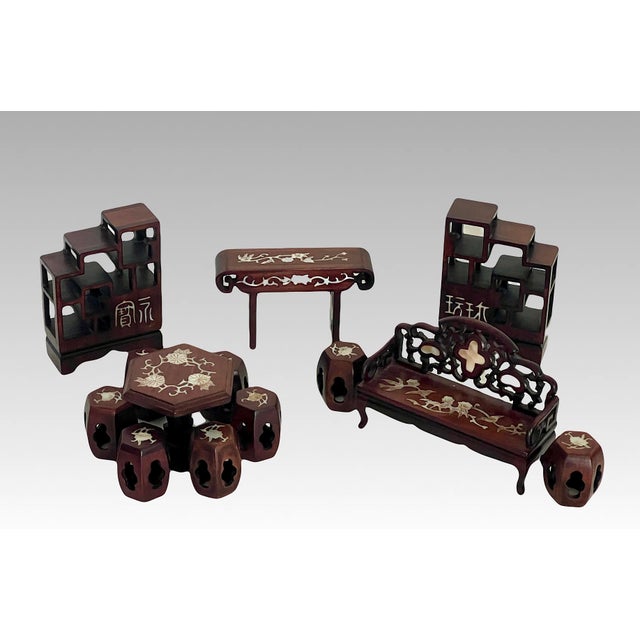 13 Pieces of hand made Dolls House furniture - all inlaid with real gleaming Mother of Pearl. The suite consists of:...