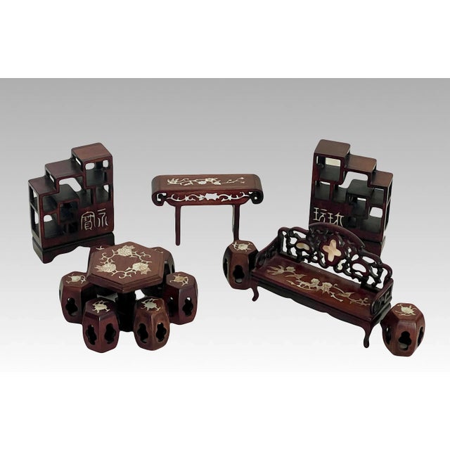 13 Pieces of hand made Dolls House furniture - all inlaid with real gleaming Mother of Pearl. The suite consists of:...