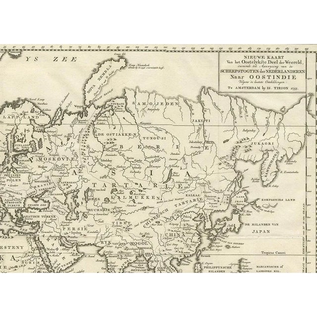 Antique Map of the Eastern Part of the World by Tirion, 1755 For Sale - Image 3 of 8