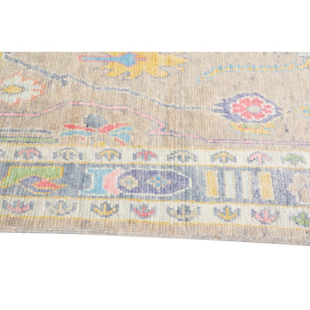 Early 21st Century Handwoven 21st Century Oriental Green Mist Turkish Oushak Rug 5'5" X 6'8" For Sale - Image 5 of 9