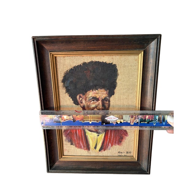 Mid-Century Modern Iranian Oil Portrait Painting on Linen Canvas, Framed 1974–75 Signed Ali-Sh Vintage For Sale - Image 3 of 8