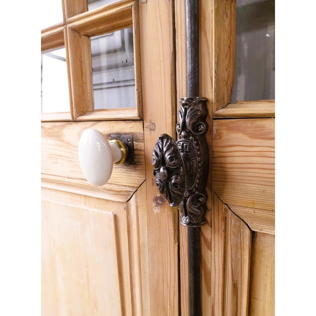 Wood Double-Leaf Glass Doors, Set of 2 For Sale - Image 7 of 16