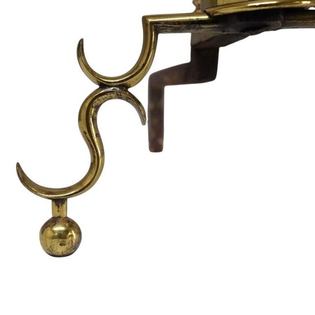 Metal Federal Style Brass Beehive Fireplace Andirons C1920 For Sale - Image 7 of 10