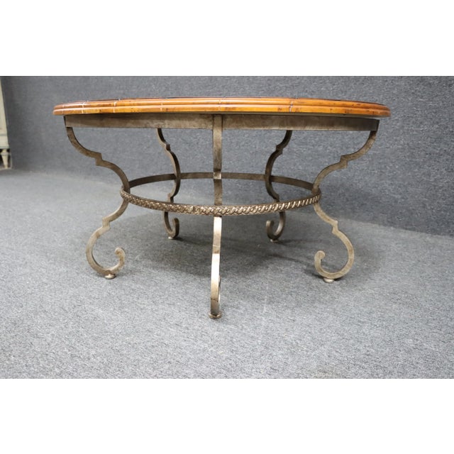 Century Distressed Cherry & Iron Coffee Table For Sale In Philadelphia - Image 6 of 8