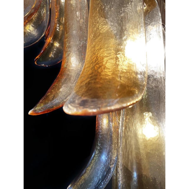 Italian Amber Murano Glass Petal Chandeliers, Set of 2 For Sale - Image 13 of 14