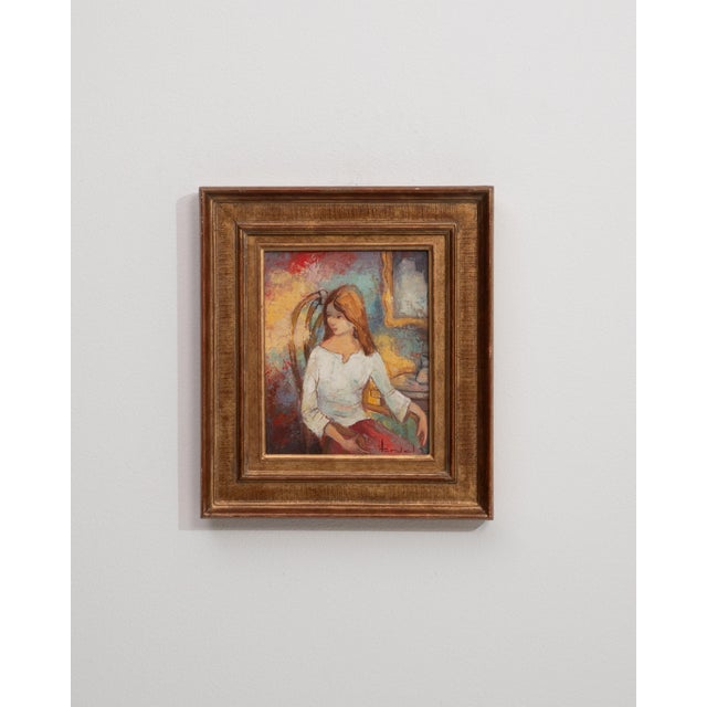 Mid 20th Century France Pink Canvas Painting For Sale - Image 12 of 15