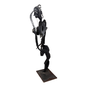 Vintage Brutalist Style Cut Metal Folk Art Sculpture ~ Signed