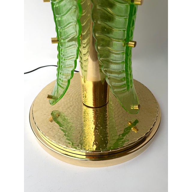 Brass Contemporary Pair of Brass and Murano Glass Palm Tree Lamps , Italy For Sale - Image 8 of 14
