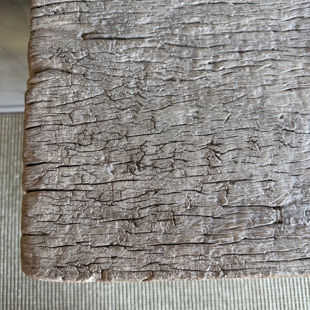 Vintage Natural Elm Wood Console Table With Drawers For Sale - Image 13 of 13