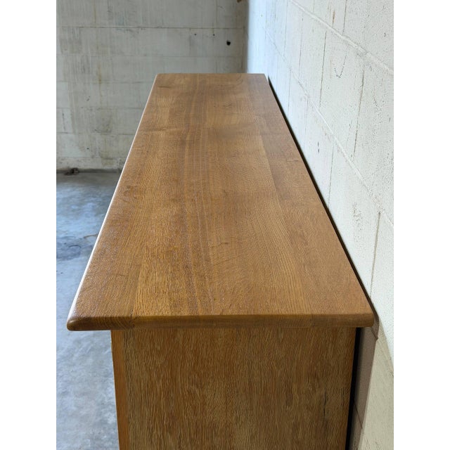Henning Kjærnulf Oak Sideboard Credenza With Leaded Glass Doors by Henning Mid-Century Modern 1960s For Sale In Los Angeles - Image 6 of 13