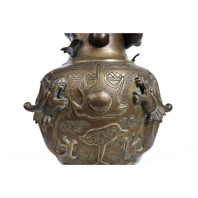Chinese Antique Bronze Dragon Vase Chairish