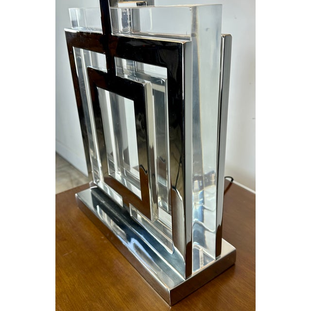 Art Deco Style Lamp in Chromed Aluminum and Altuglass, 2000s For Sale - Image 3 of 12