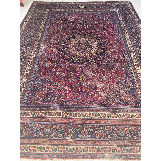Antique Classical Piece with Signature Jewel Tones with Lime Greens Rug 10 x 13.4 For Sale - Image 9 of 18