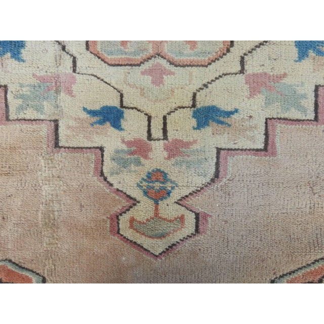 Midcentury Oushak Rug in Neutrals, Flesh Tones, Blues For Sale - Image 9 of 11