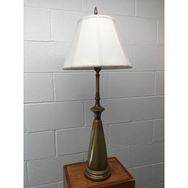 Mid-Century Modern Rembrandt Solid Brass Table Lamp and Shade - a Pair For Sale - Image 3 of 13