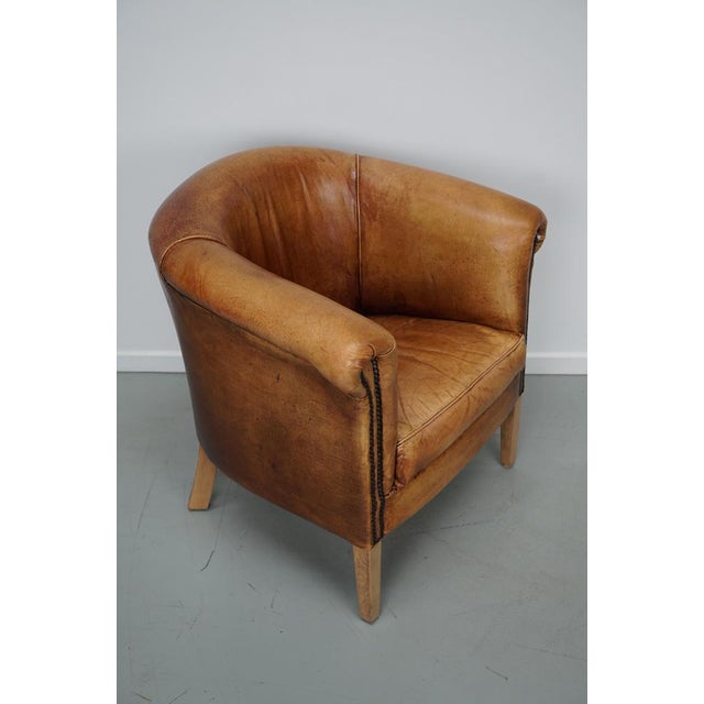 Vintage Dutch Cognac Leather Club Chair For Sale - Image 11 of 15