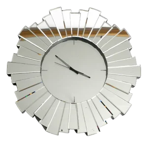 Large Sunburst Mirror Wall Clock, 1970s