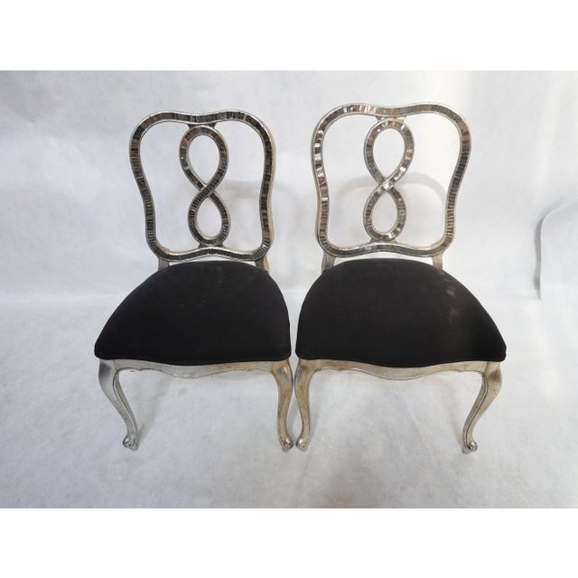 Pair of Figure 8 / Infinity French Country Hollywood Regency Chippendale Cabriole Interlaced Louis XVII Dark Navy...