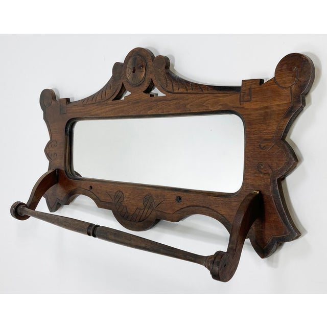 Victorian Antique Victorian Style Wall Mount Mirror With Towel Rack For Sale - Image 3 of 10