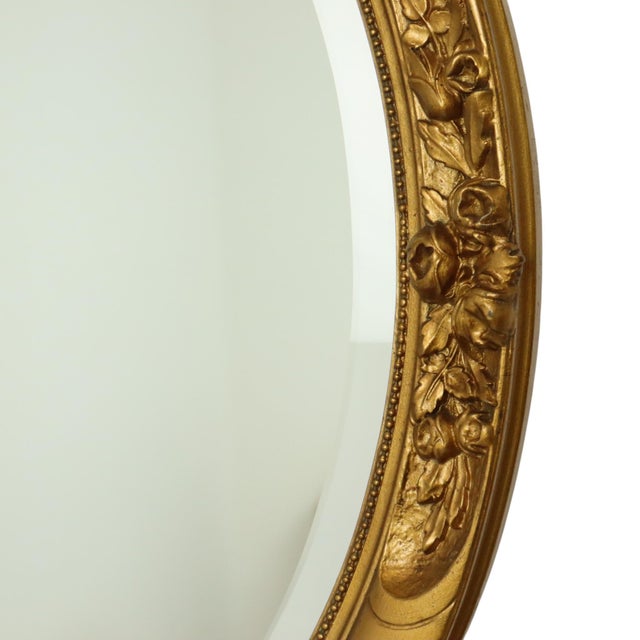 Wood French Oval Bevelled Mirror with Rose Gold Finish For Sale - Image 7 of 14