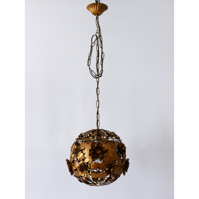 Mid-Century Modern Metal Floral Pendant Lamp, Germany, 1960s For Sale - Image 4 of 18