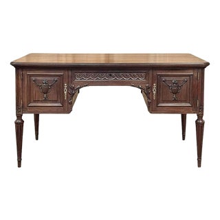Antique French Louis XVI Walnut Desk by Hirler of Alsace For Sale