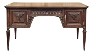 Antique French Louis XVI Walnut Desk by Hirler of Alsace