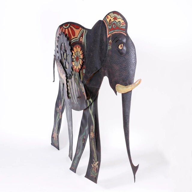 Mid-Century Modern Large Metal Elephant Wall Sculpture For Sale - Image 3 of 10