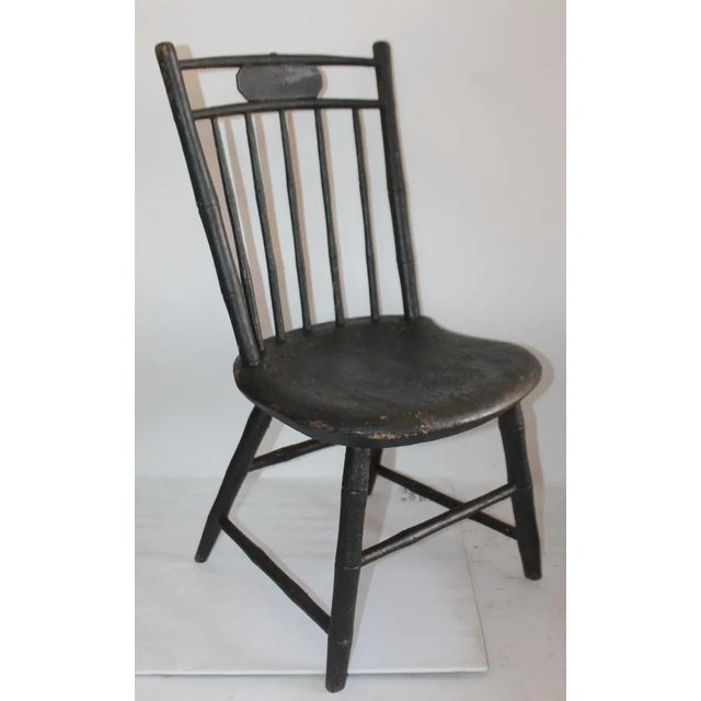 19th Century Windsor Children's Chairs in Black Painted Surface, Pair For Sale - Image 4 of 8